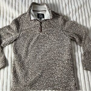 Women's brown and white Zip-Up Sweater fleece size medium